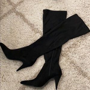 Suede over the knee boots in black